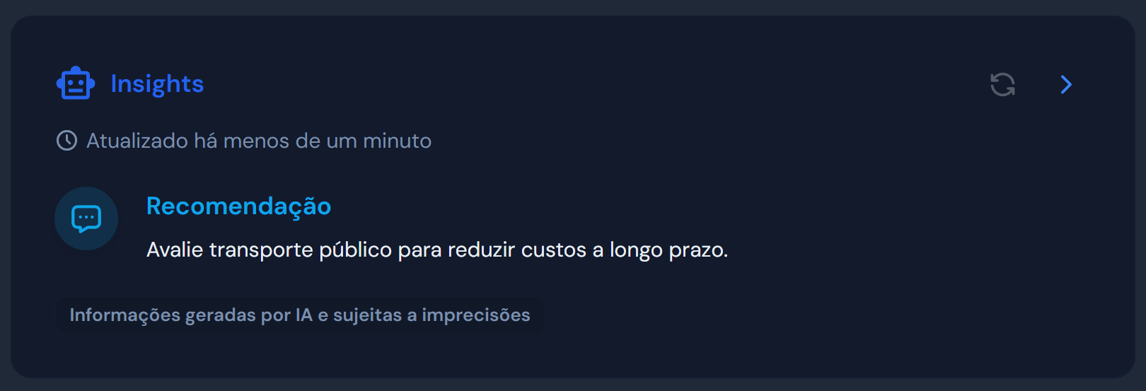 Dashboard de insights financeiros com IA